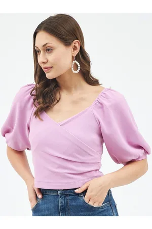 Buy Harpa Women Rose Solid Cut Out Crop Top - Tops for Women 8485273