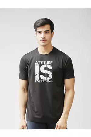EPPE Men Black Typography Printed Dry-Fit Sports T-shirt