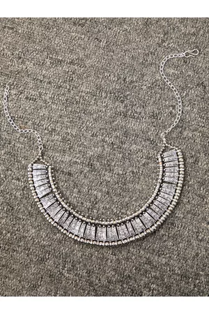 DEEBACO Silver-Toned Silver Silver-Plated Oxidised Necklace