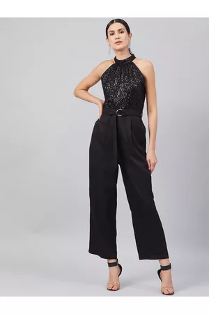 marie claire Women Black Solid Basic Jumpsuit