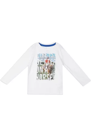 U.S. Polo Assn. U S Polo Assn Boys White Printed Cotton T-shirt