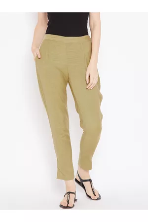 Aujjessa Women Beige Smart Trousers