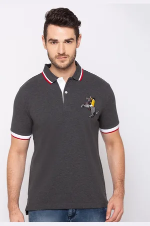 Giordano Men Charcoal Grey Solid Slim Fit Polo Collar T-shirt