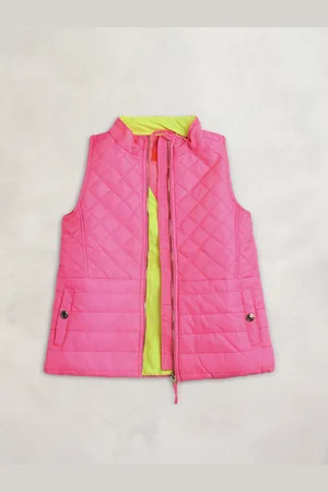 Cherry Crumble Girls Pink Geometric Lightweight Quilted Jacket