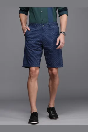 Louis Philippe Men Navy Blue Geometric Printed Slim Fit Low-Rise Shorts
