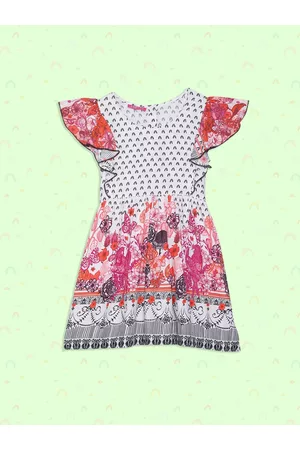 Biba White & Pink Floral A-Line Dress