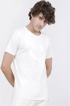 LocoMotive Men White Cotton Printed Round Neck T-shirt