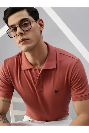 ONN Men Mauve Solid Cotton Polo Collar T-shirt
