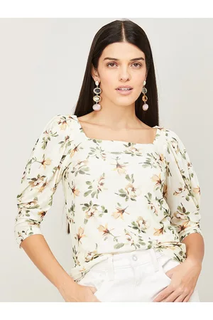 Lifestyle Women Floral Tops - White Floral Print Top