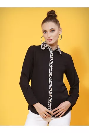 KASSUALLY Women Contrast Collar Casual Shirt