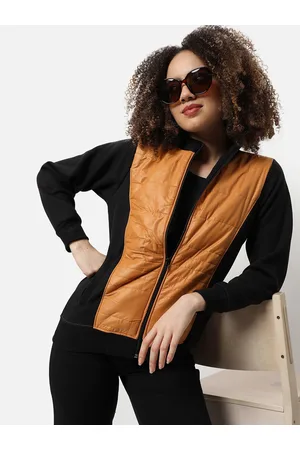 Campus Women Mustard Colourblocked Windcheater Outdoor Tailored Jacket