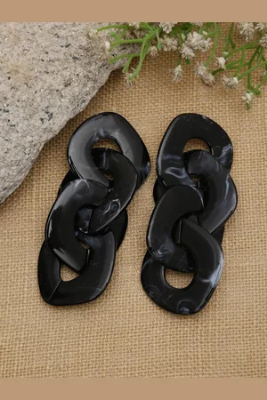 Celena Cole Black Contemporary Drop Earrings