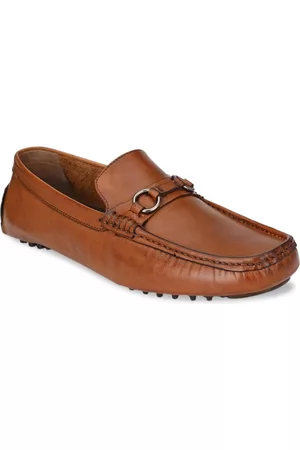 San Frissco Men Tan Brown Solid Leather Formal Slip-On Shoes