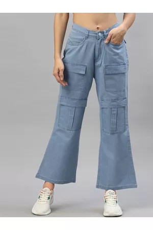 KASSUALLY Women Blue Wide Leg Denim Jeans