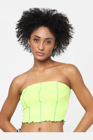 ONLY Green Striped Tube Crop Top
