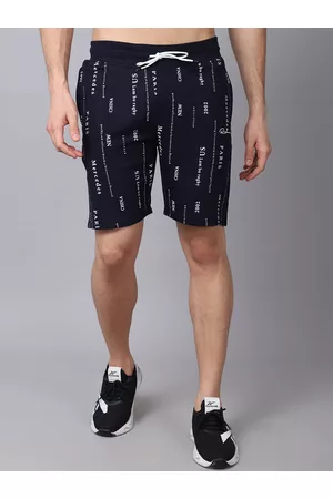 Rodamo Men Navy Blue Printed Slim Fit Sports Shorts