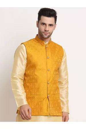 Kraft Men yellow Jacquard Woven Design Jacket