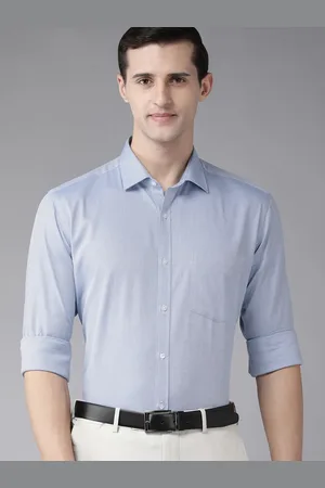 Park Avenue Men Blue Solid Pure Cotton Slim Fit Formal Shirt