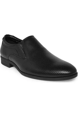 Pantaloons Men Formal Shoes - Men Black Textured Pu Formal Slip-On Shoes