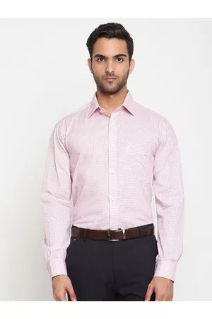 CANTABIL Men Pink Original Semi Sheer Printed Formal Shirt