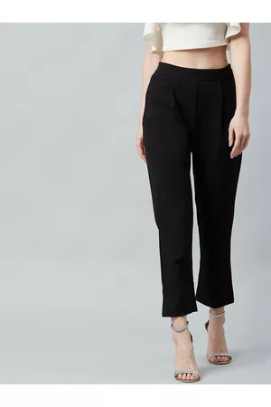 ATHENA Women Black Slim Fit Cigarette Trousers
