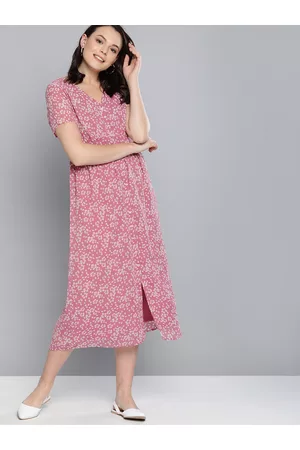 Mast & Harbour Women Pink & White Printed Empire Dress
