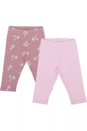 My Milestones Girls Peach Pack of 2 Printed Cotton Leggings