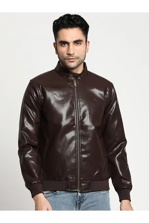 men brown windcheater outdoor biker jacket
