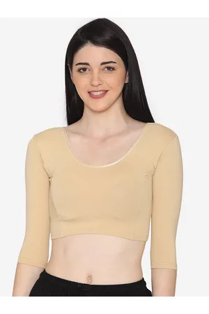 Vami Women Beige Solid Stretchable Saree Blouse
