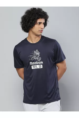 Reebok Men Navy Blue & White Brand Logo Printed T-shirt