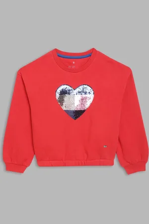 Elle Girls Red Cotton Sweatshirt