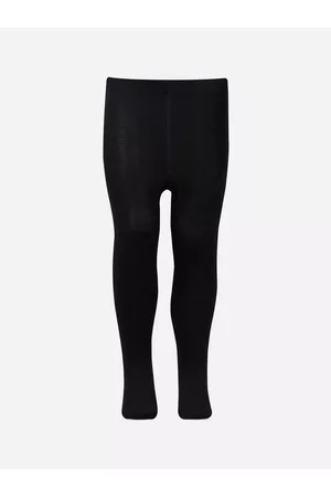 Bonjour Girls Black Solid Antimicrobial Stockings