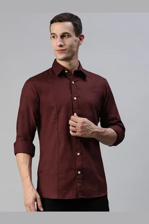 Purple State Men Maroon Slim Fit Cotton Formal Shirt