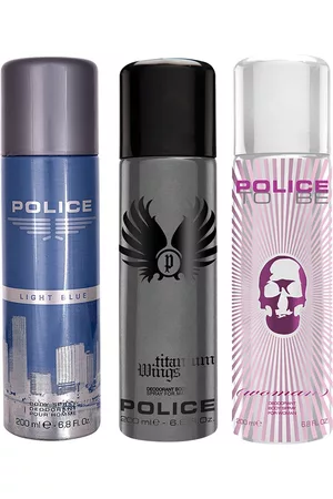Police Set of 3 Men & Women Deodorant-Light Blue + Wings Titanium + To Be Woman-200ml each