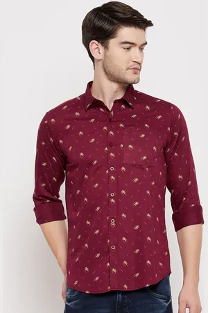 Duke Men Maroon Slim Fit Printed Casual Shirt