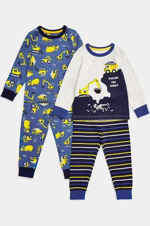Mothercare Boys Blue & Grey Pack of 2 Pure Cotton Printed T-shirt with Joggers