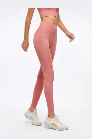 JC Collection Women Rose Pink Solid Dry Fit Tights