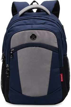 COSMUS Unisex Kids Navy Blue & Grey Colourblocked Backpack