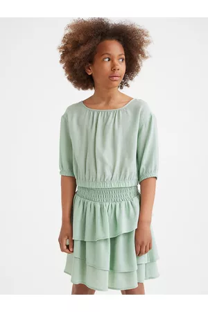 H&M Girls Sea Green Puff-Sleeved Top