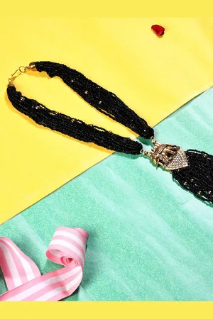 Bamboo Tree Jewels Black & Gold-Toned Handcrafted Necklace