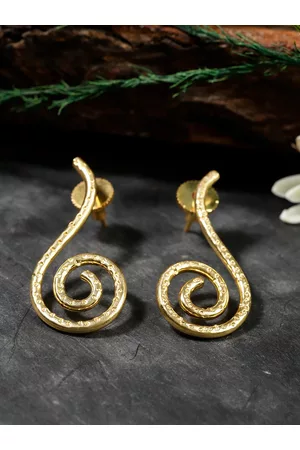 Berserk Women Gold Toned Gold Plated Long Spiral Studs