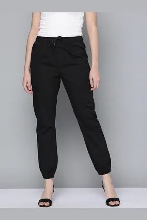 HERE&NOW Women Black Solid Woven Joggers