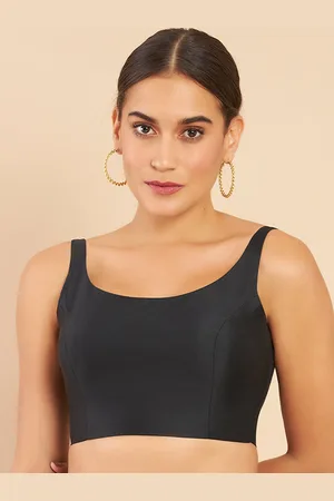 Soch Women Black Solid Silk Saree Sleeveless Blouse