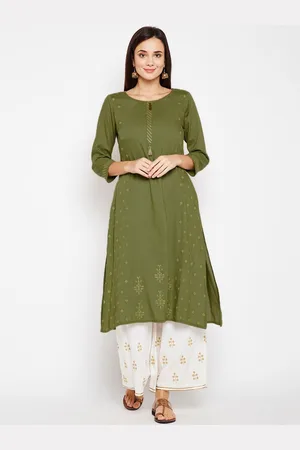 BE INDI Women Green Printed Kurta