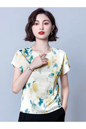 JC Collection Women Yellow & Blue Abstract Printed Polyester Extended Sleeves Top