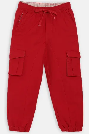 Blue Giraffe Boys Red Solid Joggers