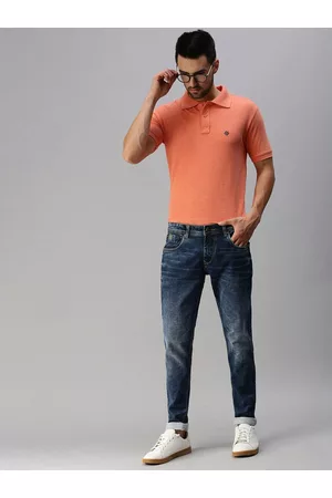 ONN Men Orange Solid Polo Collar T-shirt