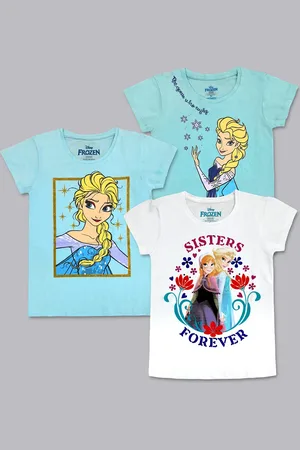 Kidsville Girls Pack Of 3 Frozen Graphic Printed Cotton T-shirts