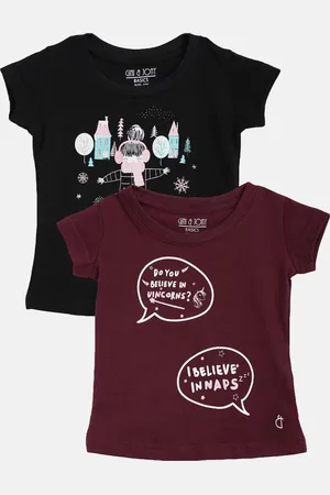 Gini and Jony Girls Pack of 2 Printed Cotton Pure Cotton T-shirts