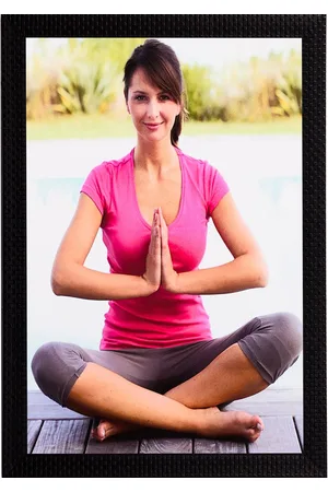 eCraftIndia Multicoloured Yoga Satin Matt UV Framed Artwork